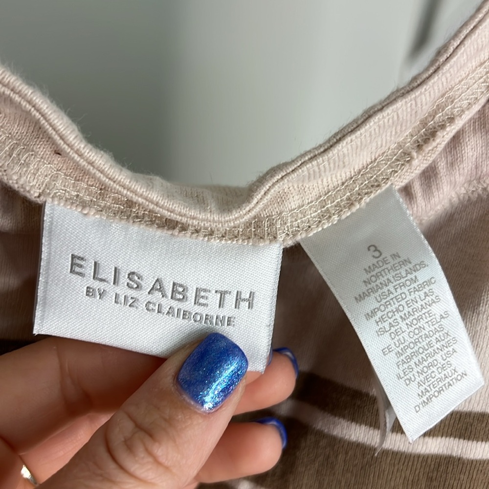 Liz Claiborne Striped Tan and Cream Women's Top- 3X - Picture 5 of 5